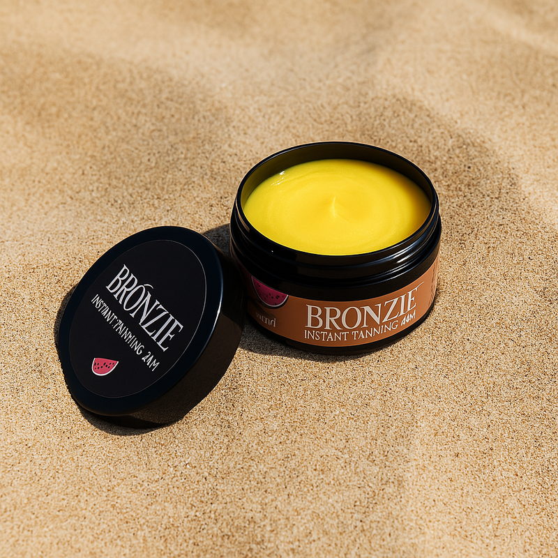 BRONZIE Instant Tanning Jam, Momentinio poveikio įdegio džemas, greitas ir tamsus įdegis apie kokį svajojote