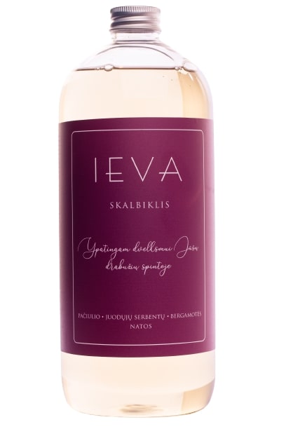 IEVA Parfumuotas Skalbiklis Pačiulio, Juodųjų Serbentų, Bergamotės kvapo, audinių skalbiklis, skalbiklis su fermentais, skalbiklis su kvepalais, rafinuotas skalbiklis