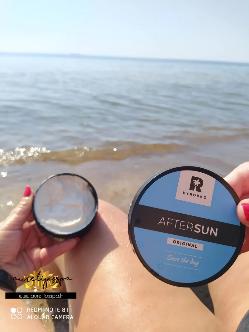 BYROKKO After Sun Cream - šaldančio efekto kremas po deginimosi saulėje ir soliariume, maitina ir drėkina odą, bei saugo nuo saulės  nudegimų