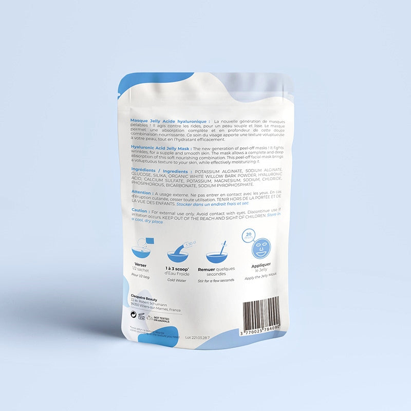 Hidrogelinė veido kaukė su Hialurono rūgštimi, alginatinė nulupama veido kaukė, hidrogelio kaukė, griožio salonams ir profesionalams - Cleopatre Beauty