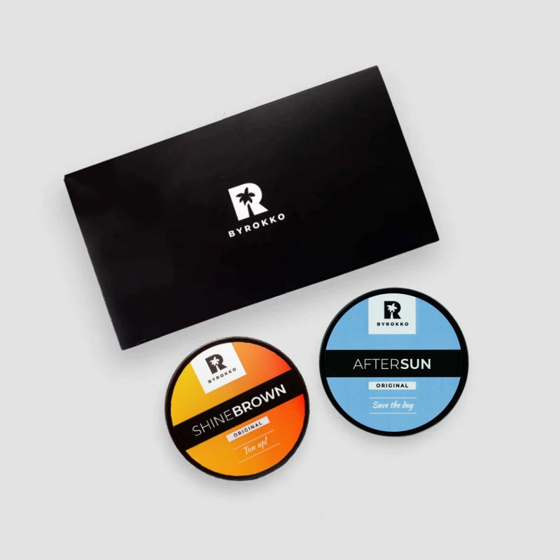 BYROKKO Rinkinys | Shine Brown įdegį skatinantis kremas + After Sun šaldančio efekto kremas po deginimosi, puikiai tinka įdegiui saulėje ir soliariume, padeda išlaikyti įdegį ilgiau