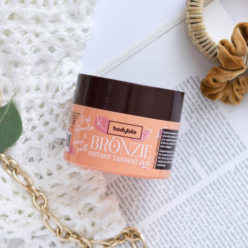 Bodybite BRONZIE Instant Tanning Jam with Watermelon and Mango in a Jar for a Quick Tan